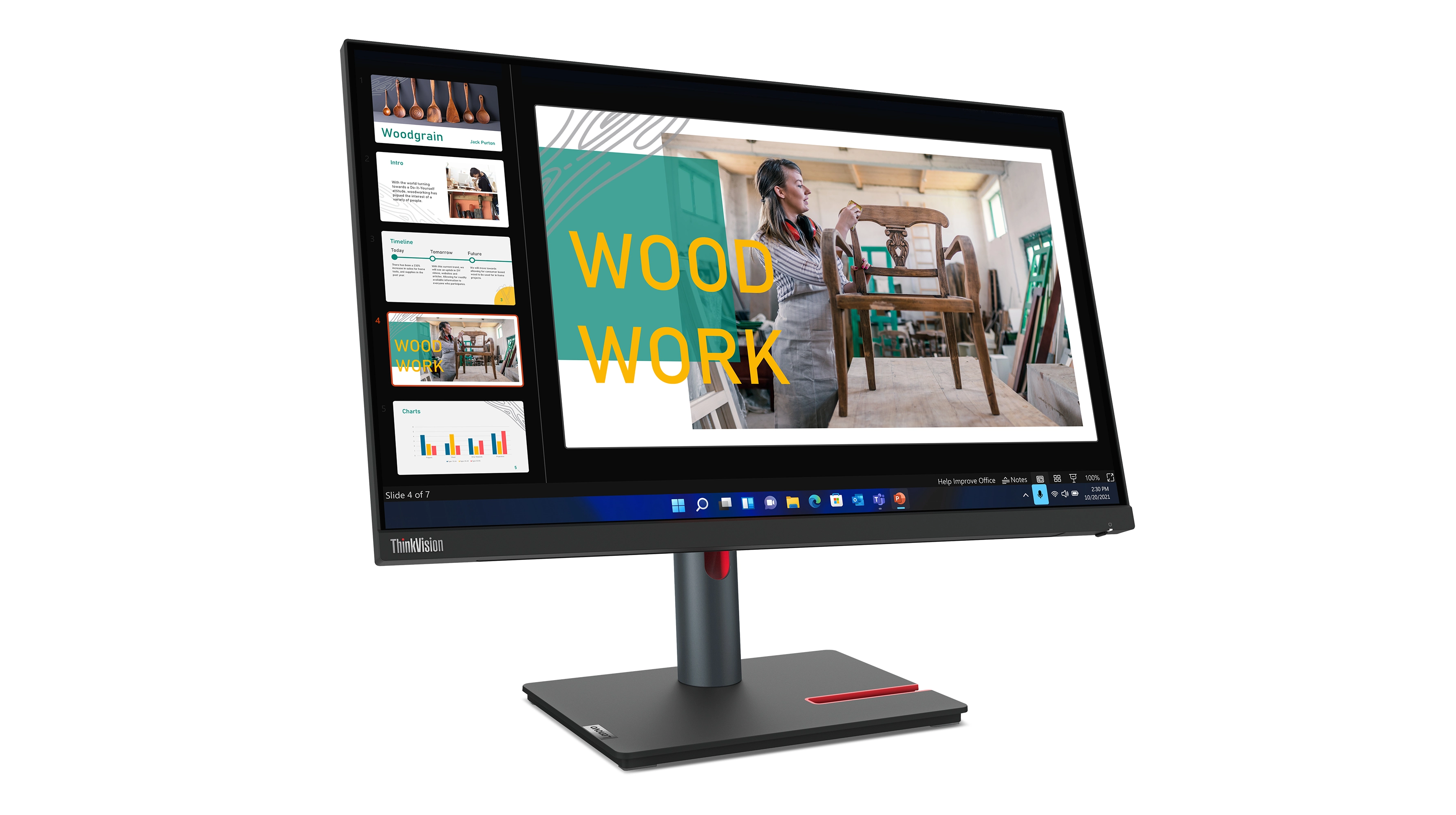Lenovo ThinkVision P24q-30 23.8 Monitor, 2560x1440 QHD, LED, USB-Hub, VESA, höhenverstellbar, schwarz Bild 5
