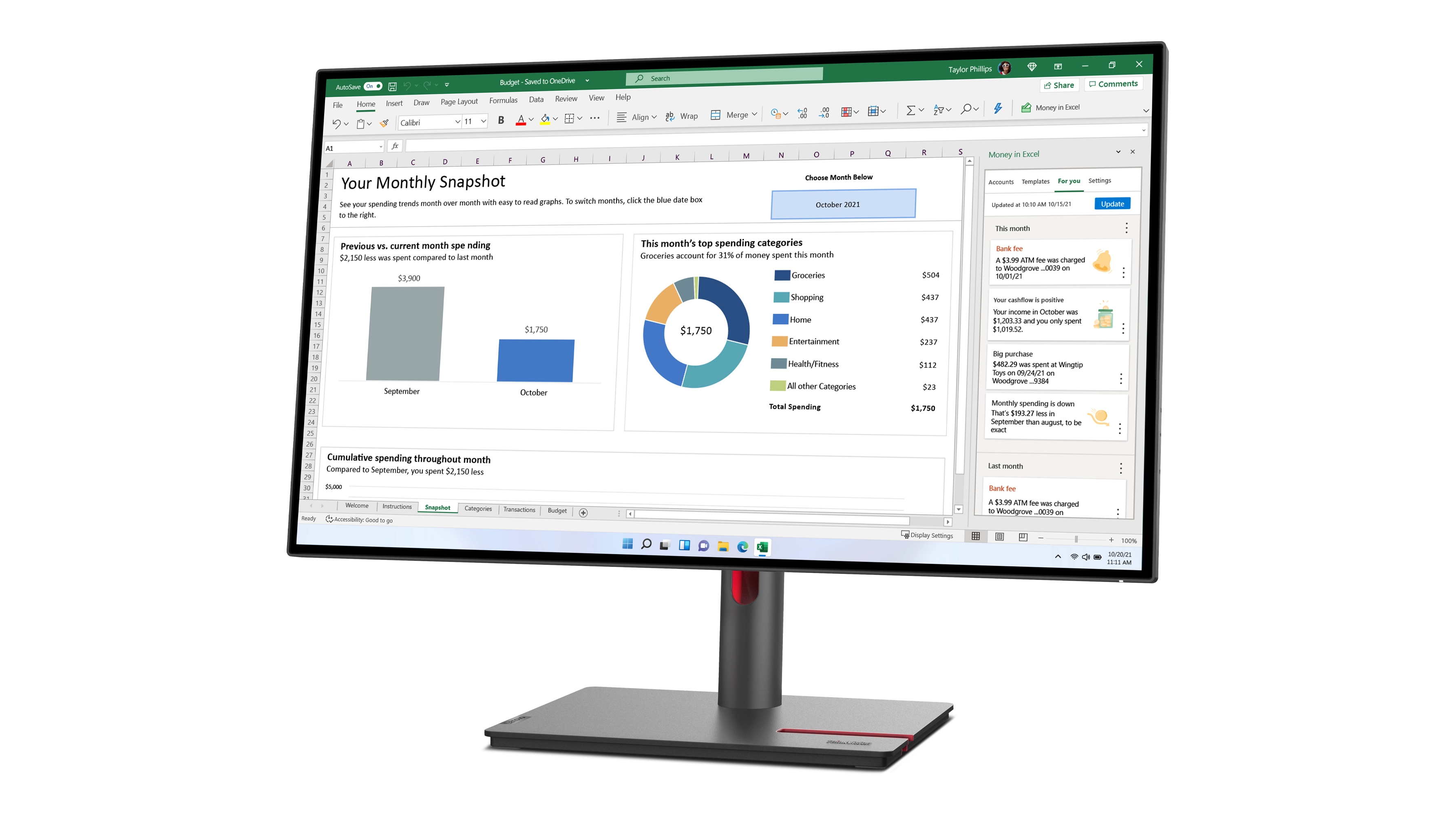 Lenovo ThinkVision P27h-30 27 Quad HD LCD Monitor, 2560x1440, USB-Hub, VESA, höhenverstellbar, schwarz Bild 3