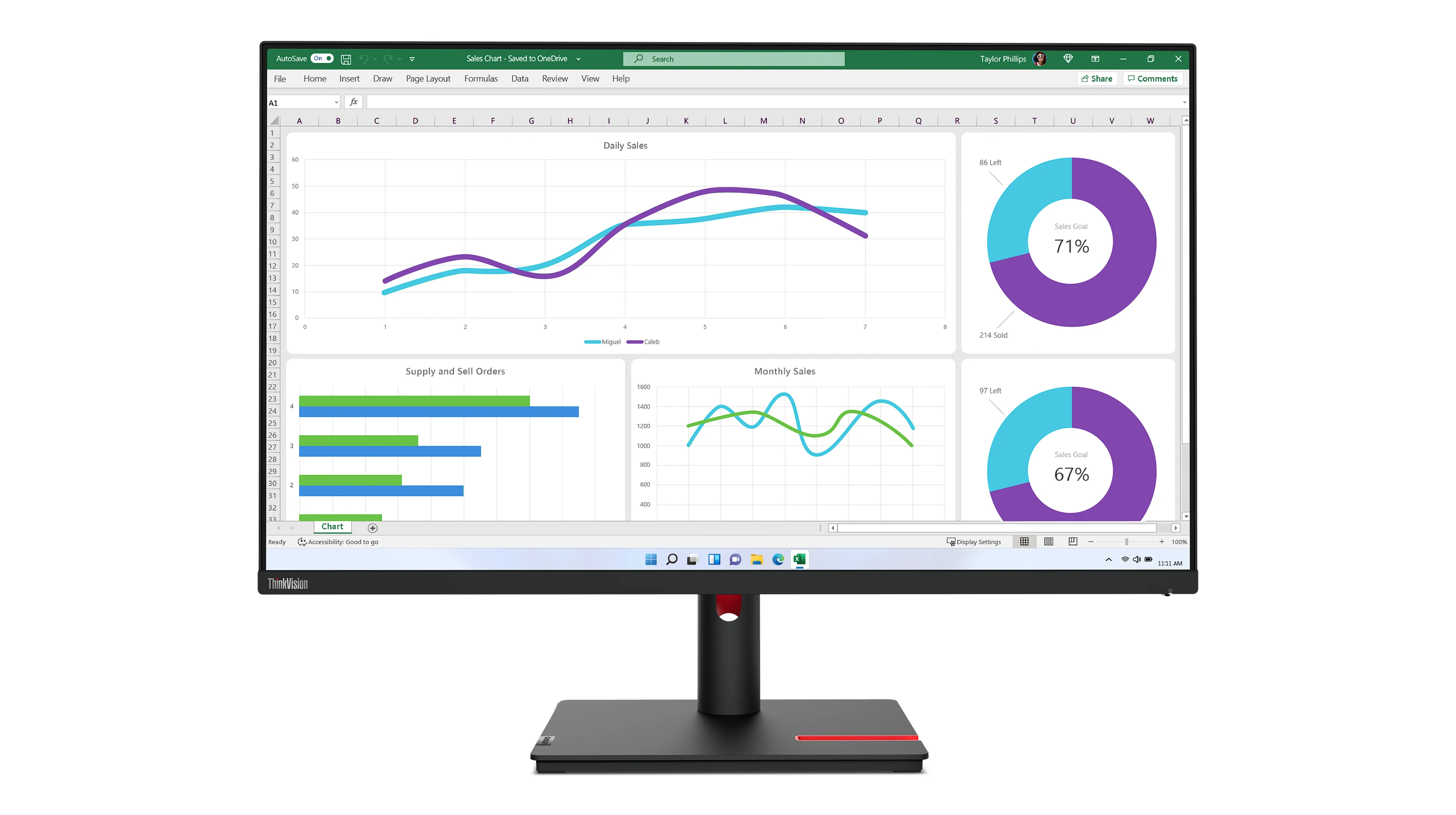 Lenovo ThinkVision T32h-30 31,5 QHD Monitor, LED, 6 ms, USB-Hub, VESA, höhenverstellbar, schwarz Bild 4