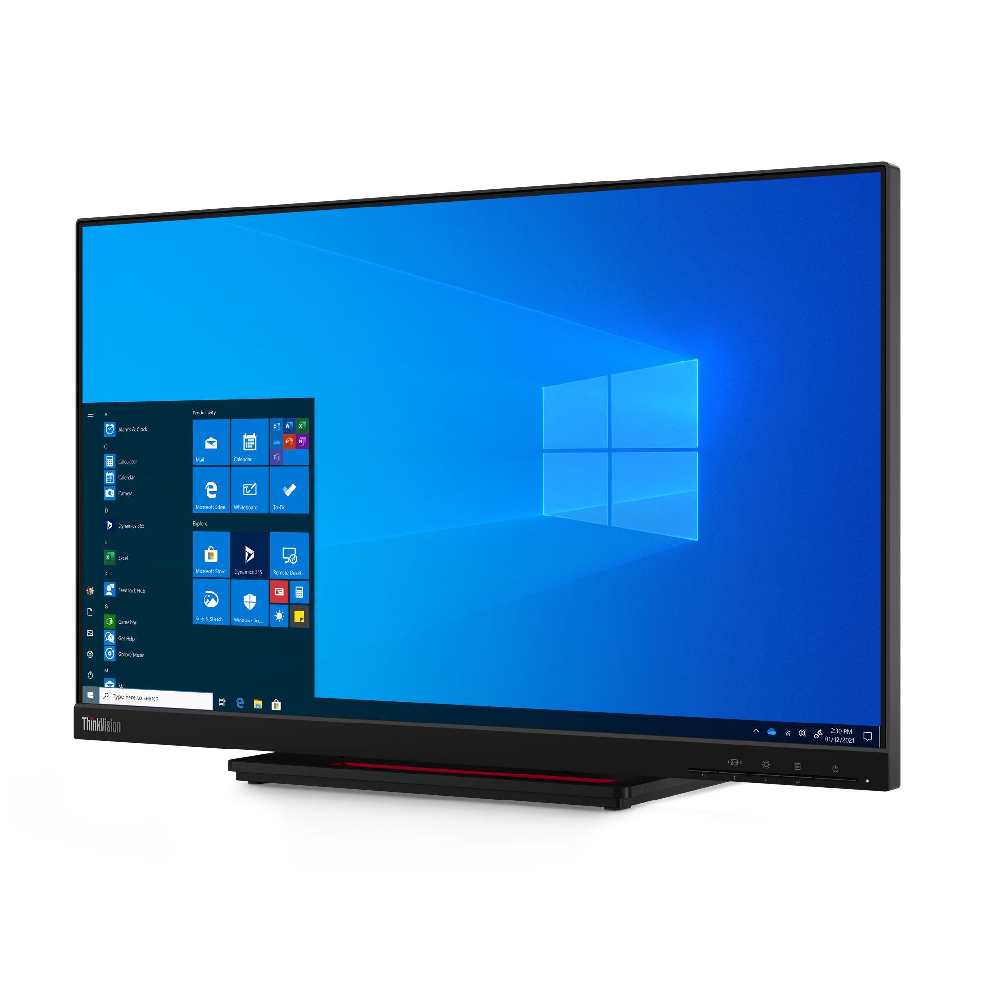 Lenovo ThinkVision T24t-20 23.8" Full HD Touch Monitor, LED, USB-Hub, VESA, höhenverstellbar, Schwarz