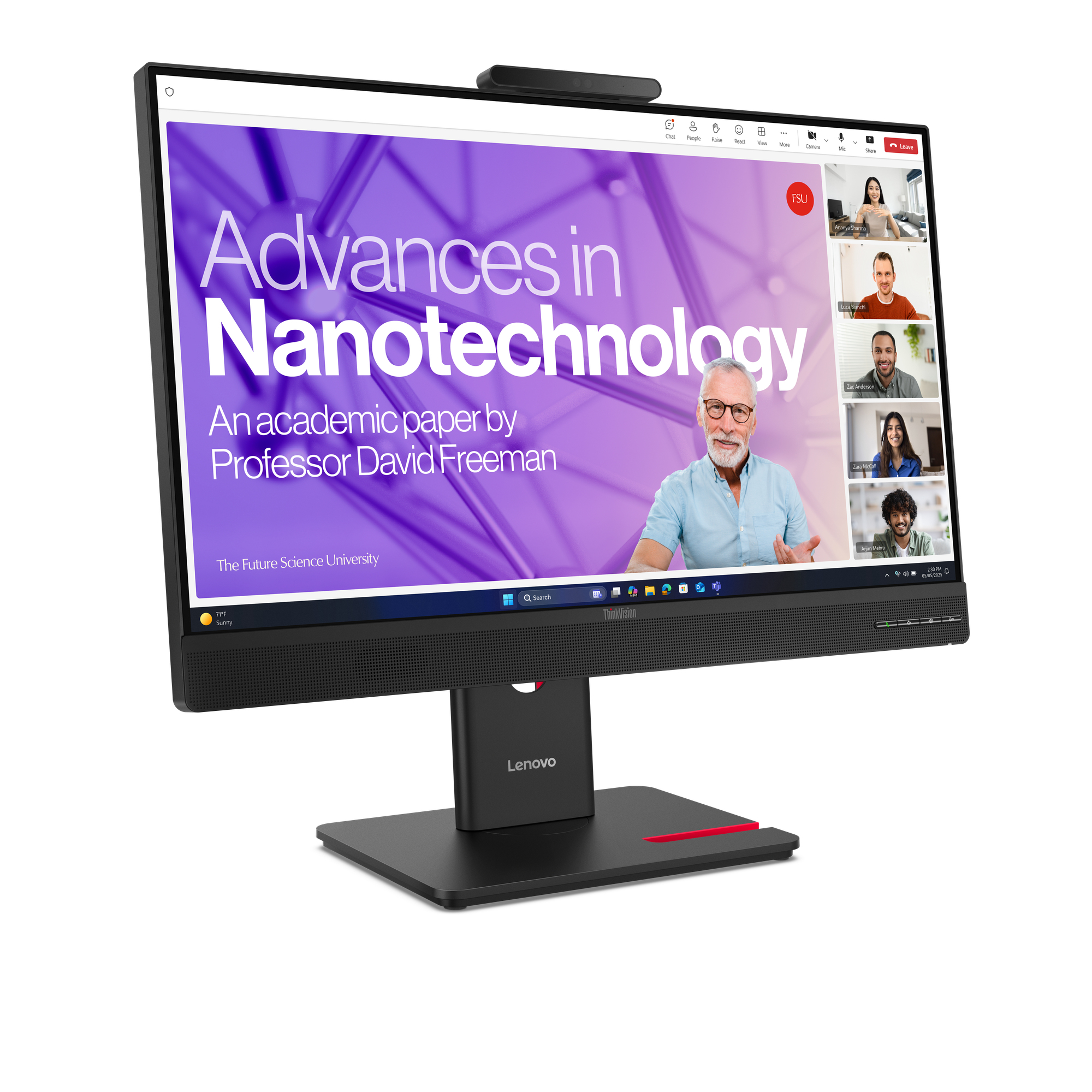 Lenovo ThinkVision T27QD-4v 27" QHD Monitor, 2560x1440, LCD, USB-Hub, Lautsprecher, höhenverstellbar, schwarz