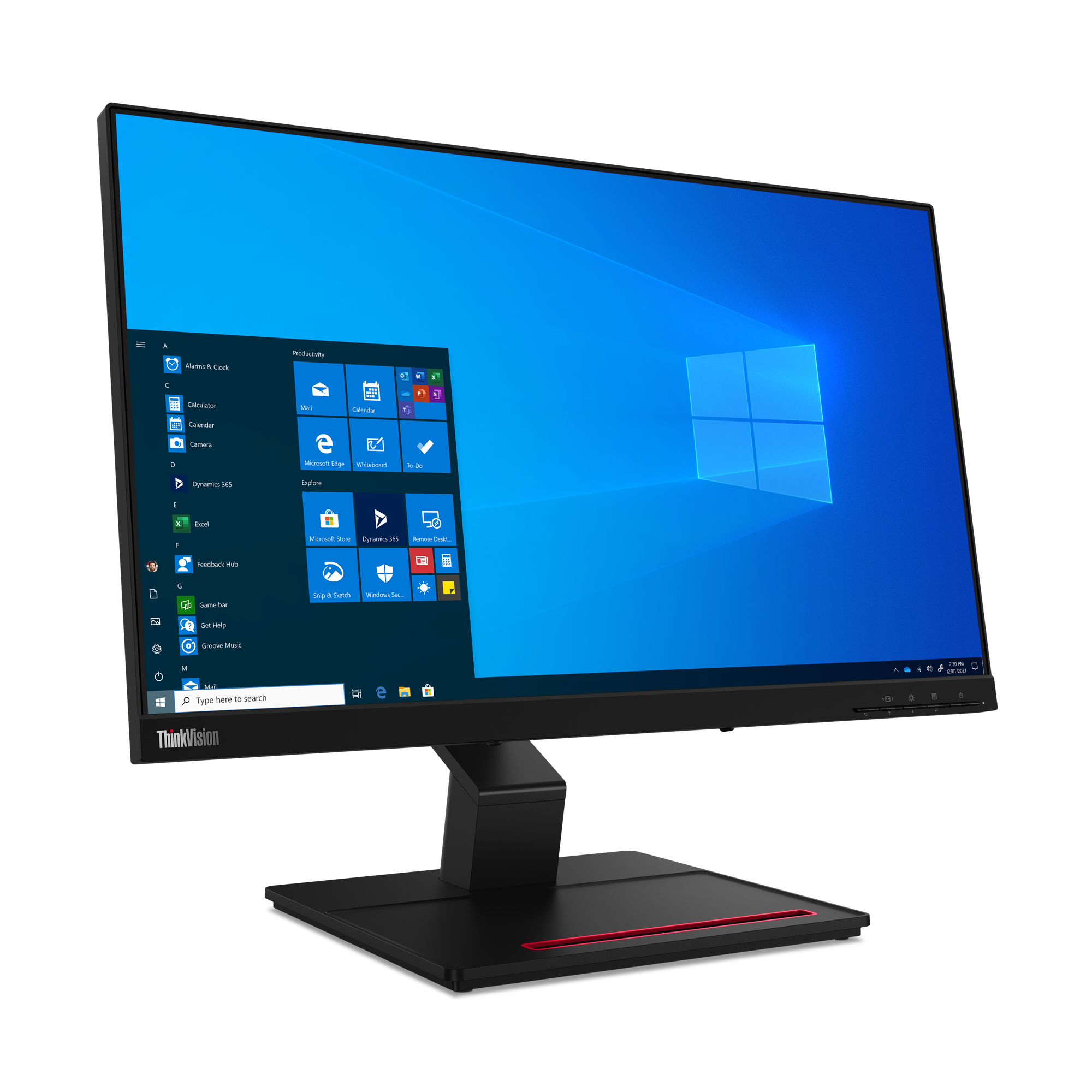 Lenovo ThinkVision T24t-20 23.8" Full HD Touch Monitor, LED, USB-Hub, VESA, höhenverstellbar, Schwarz