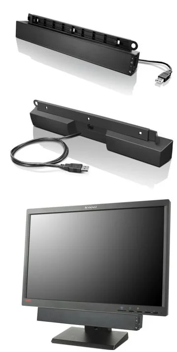 Lenovo USB Soundbar Schwarz, 2.0 Kanäle, 2,5 W, kabelgebunden, 70 dB, für PC