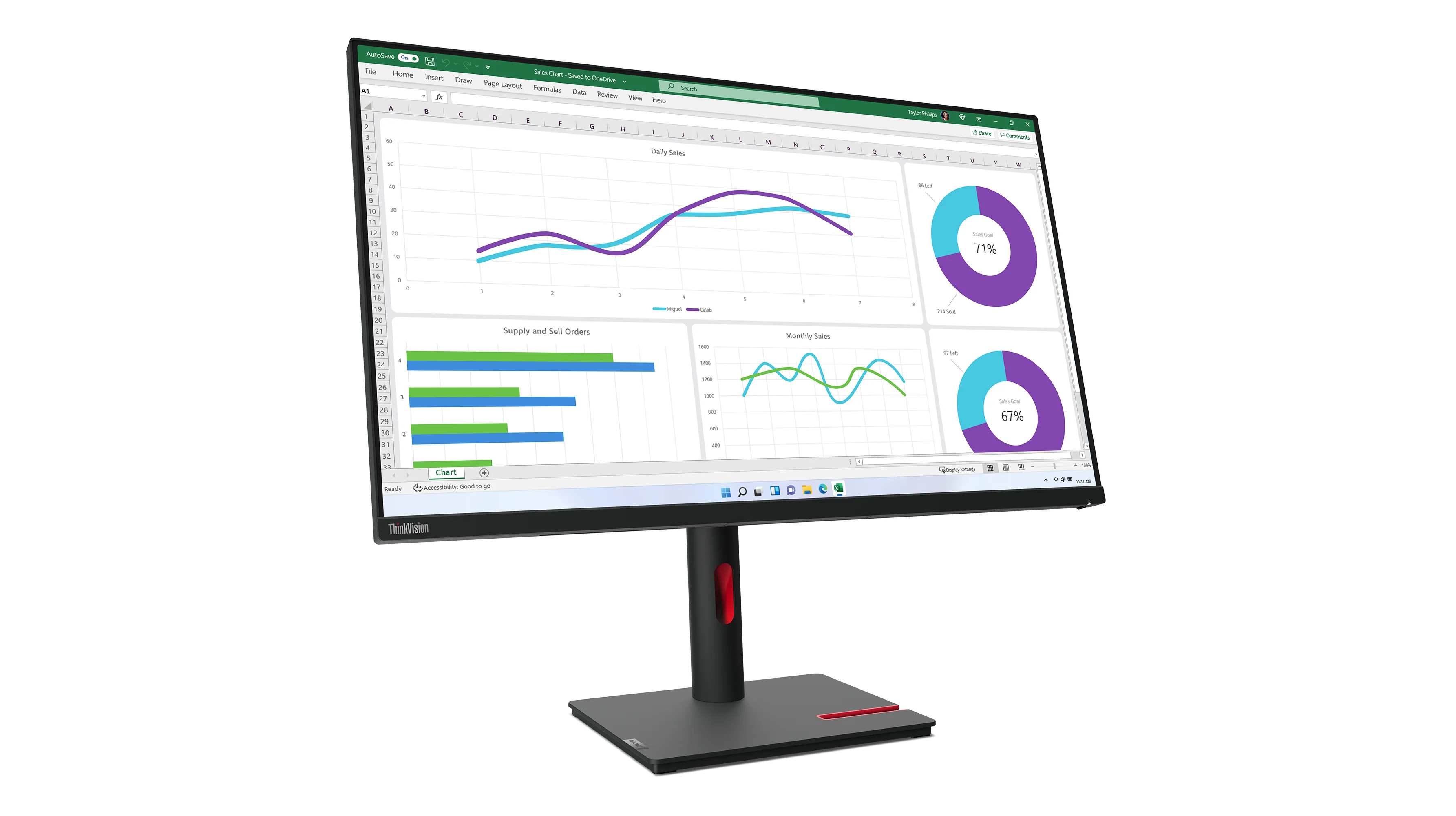 Lenovo ThinkVision T32h-30 31,5 QHD Monitor, LED, 6 ms, USB-Hub, VESA, höhenverstellbar, schwarz Bild 5