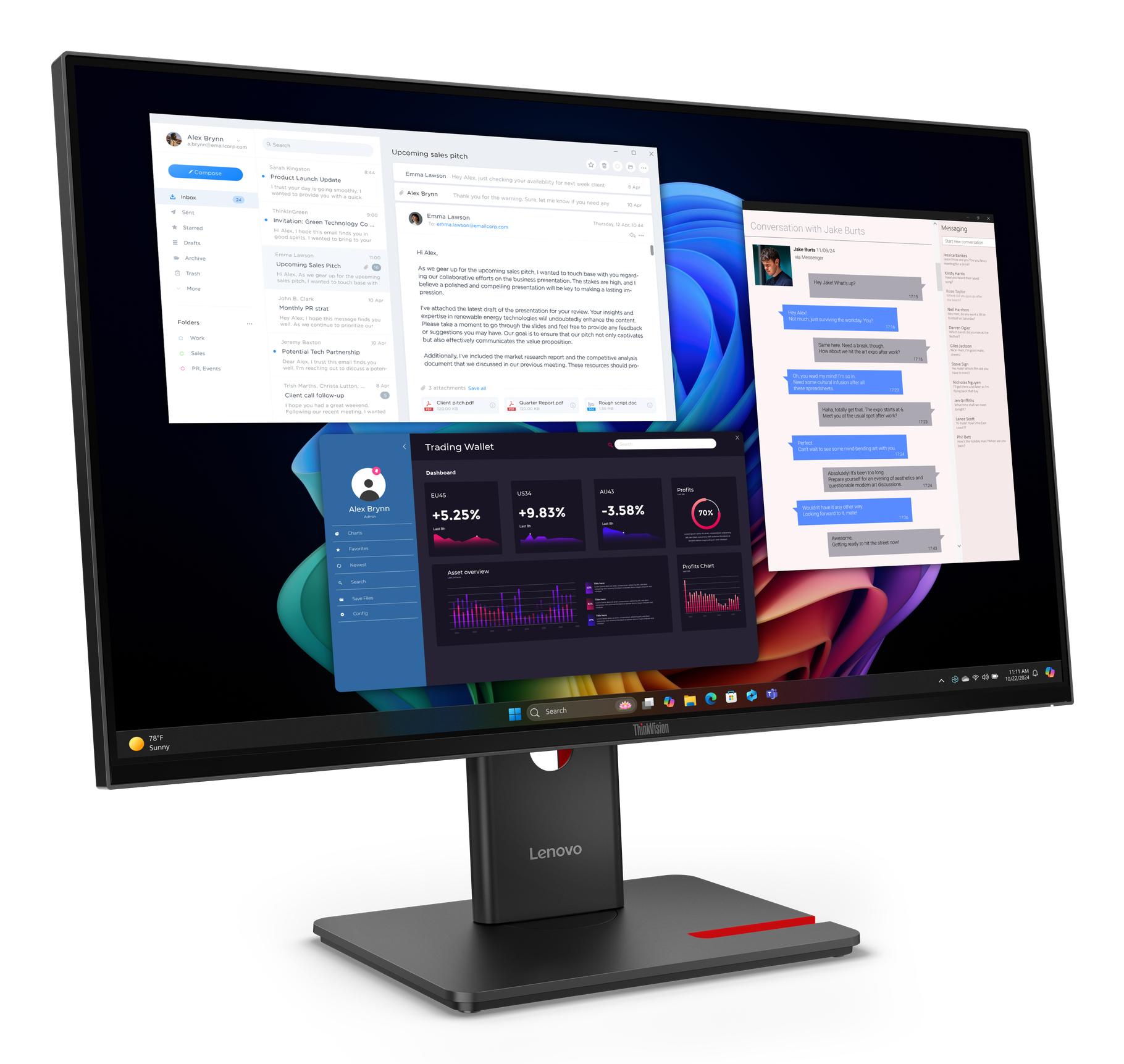 Lenovo ThinkVision T27UD-40 27" 4K UHD Monitor, LCD, USB-Hub, VESA, höhenverstellbar, schwarz
