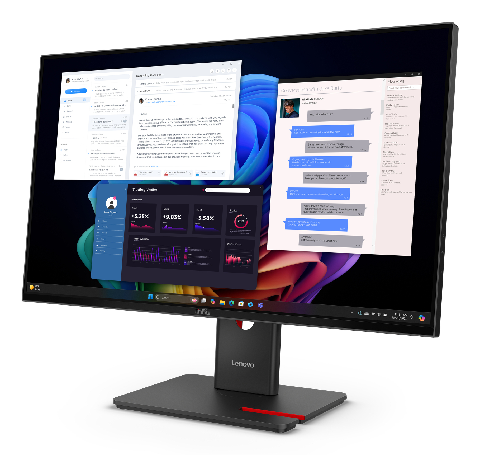 Lenovo ThinkVision T27UD-40 27" 4K UHD Monitor, LCD, USB-Hub, VESA, höhenverstellbar, schwarz