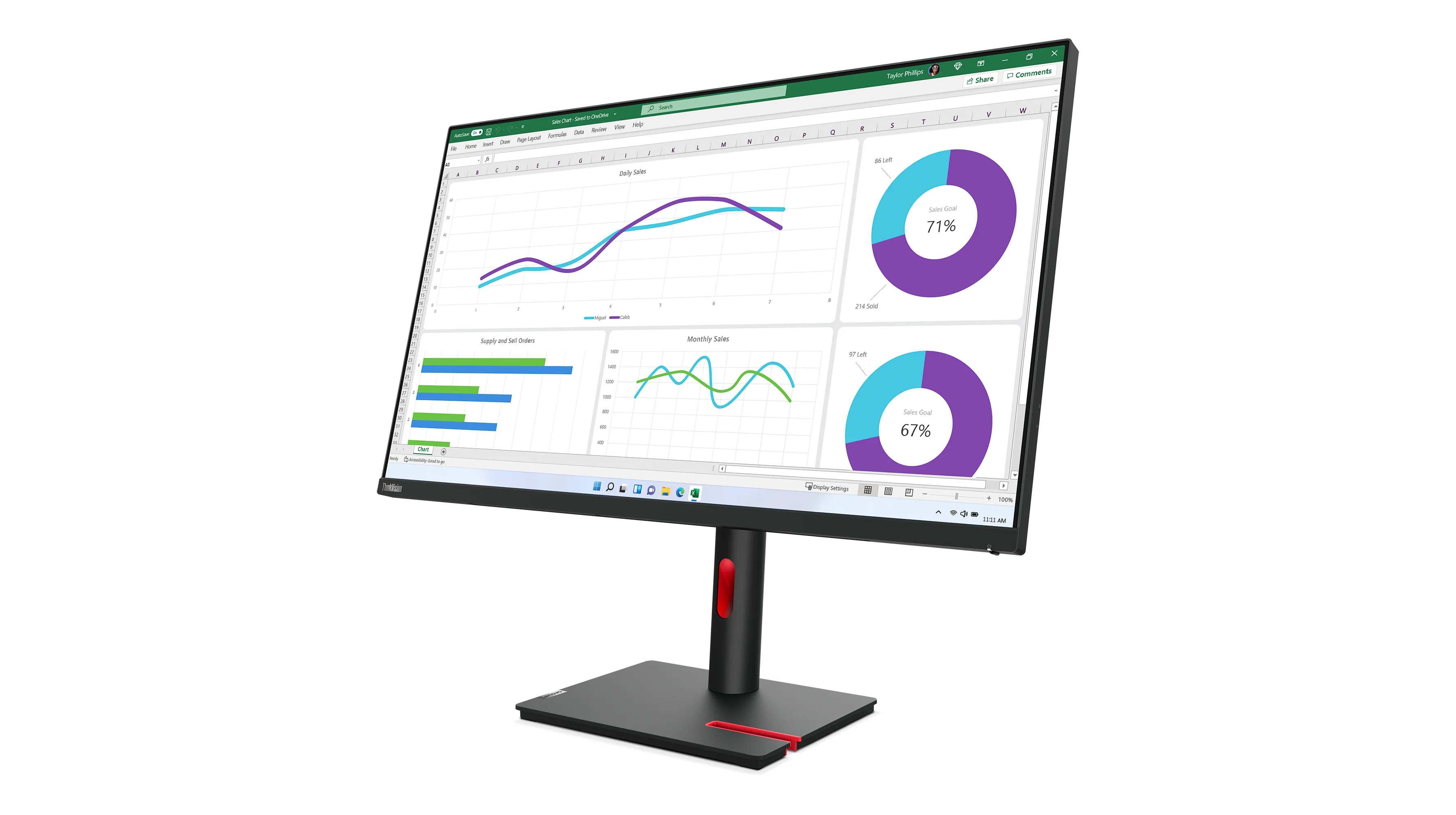 Lenovo ThinkVision T32h-30 31,5 QHD Monitor, LED, 6 ms, USB-Hub, VESA, höhenverstellbar, schwarz Bild 6