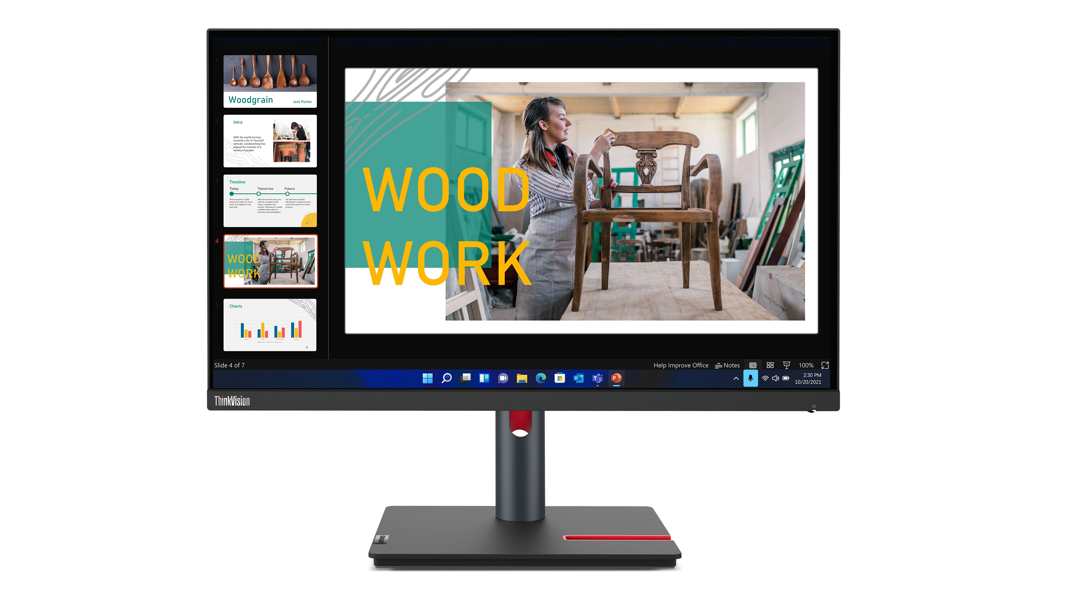 Lenovo ThinkVision P24q-30 23.8 Monitor, 2560x1440 QHD, LED, USB-Hub, VESA, höhenverstellbar, schwarz Bild 4