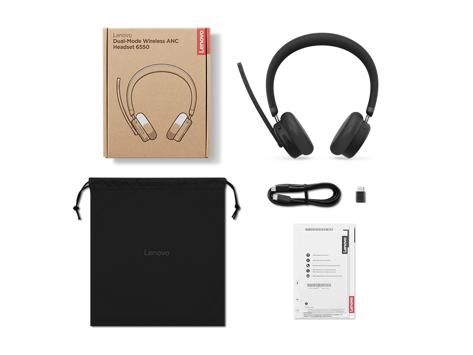 Lenovo 6550 - Headset - On-Ear - Bluetooth - kabellos - aktive Rauschunterdrückung - Schwarz - Zertifiziert für Microsoft Teams Bild 18