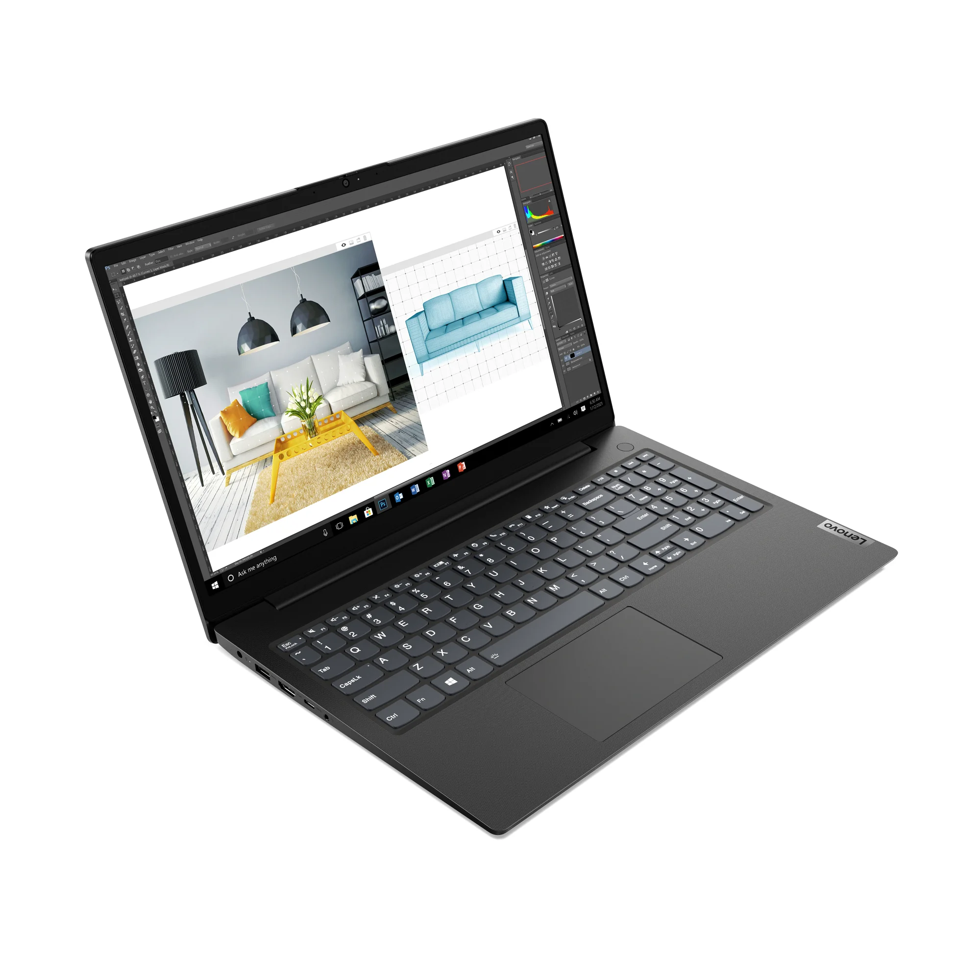 Lenovo V15 G2 IJL mit Intel Celeron N5100, Intel UHD, 8GB RAM, 256GB SSD, Windows 11 Home, Schwarz Bild 1